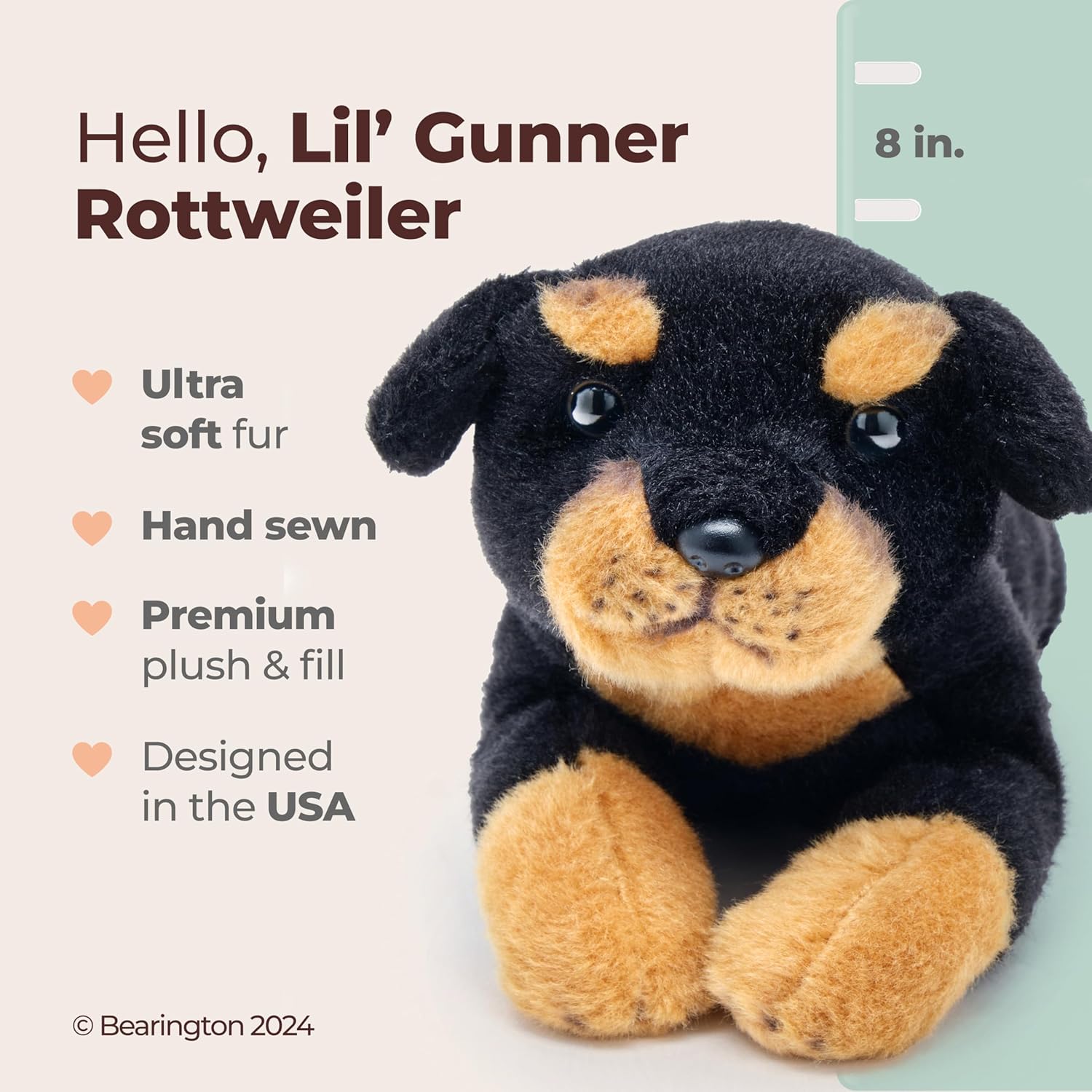 Bearington Lil Gunner 8 Inch Rottweiler Stuffed Animal