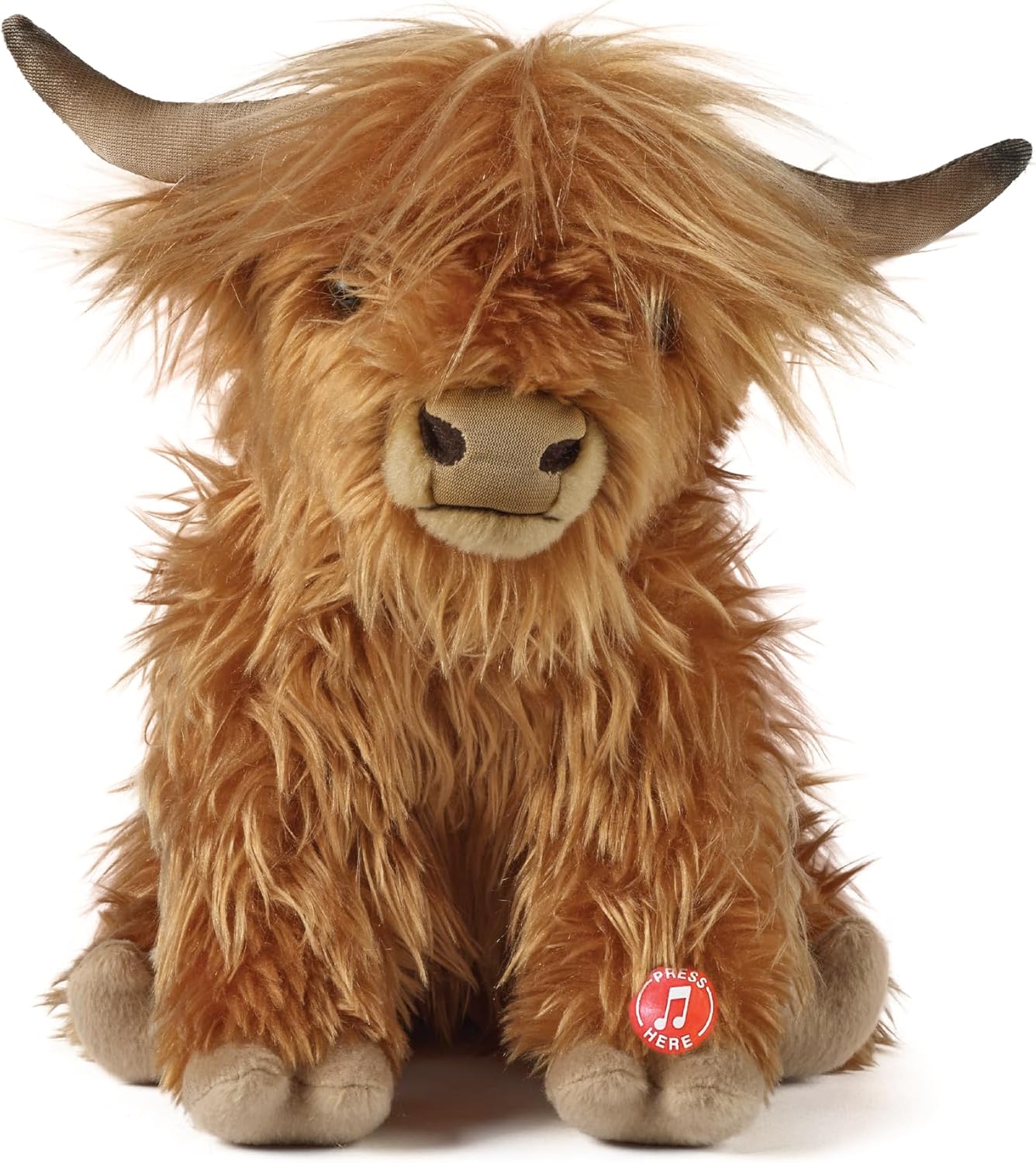 Living Nature Highland Cow Brown Stuffed Animal with Sound