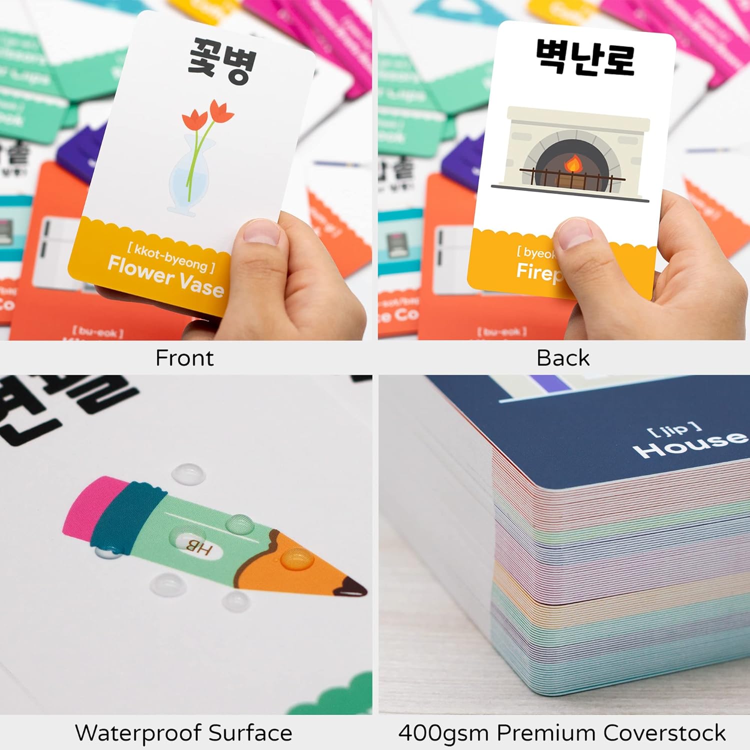 Stellarsol 2 Pack Korean Alphabet Flashcards for Toddlers