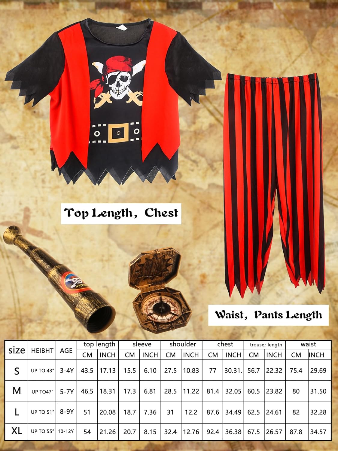Kids Pirate Costume Set for Halloween Play