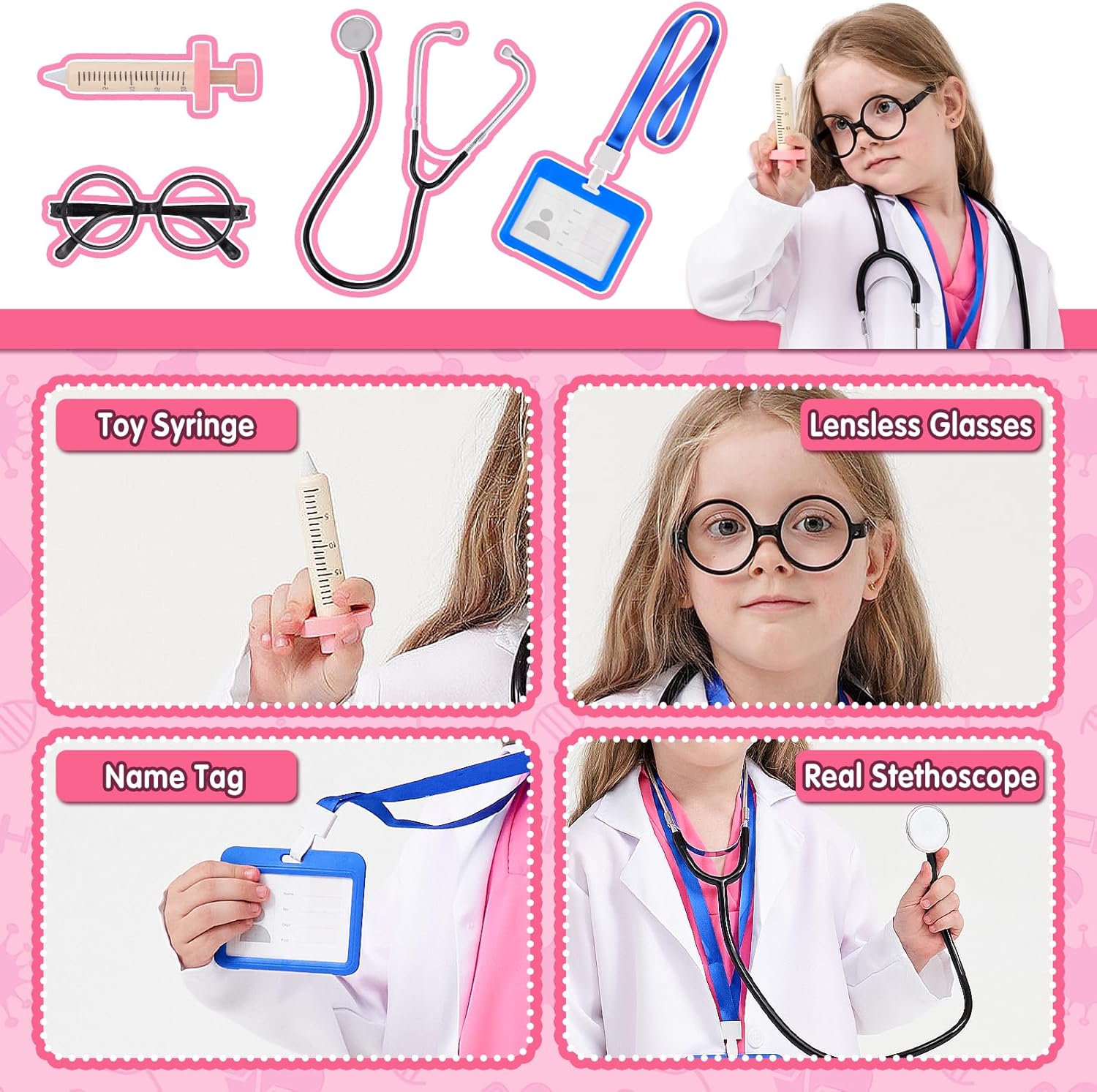 MGparty Doctor Costume Set for Kids Halloween