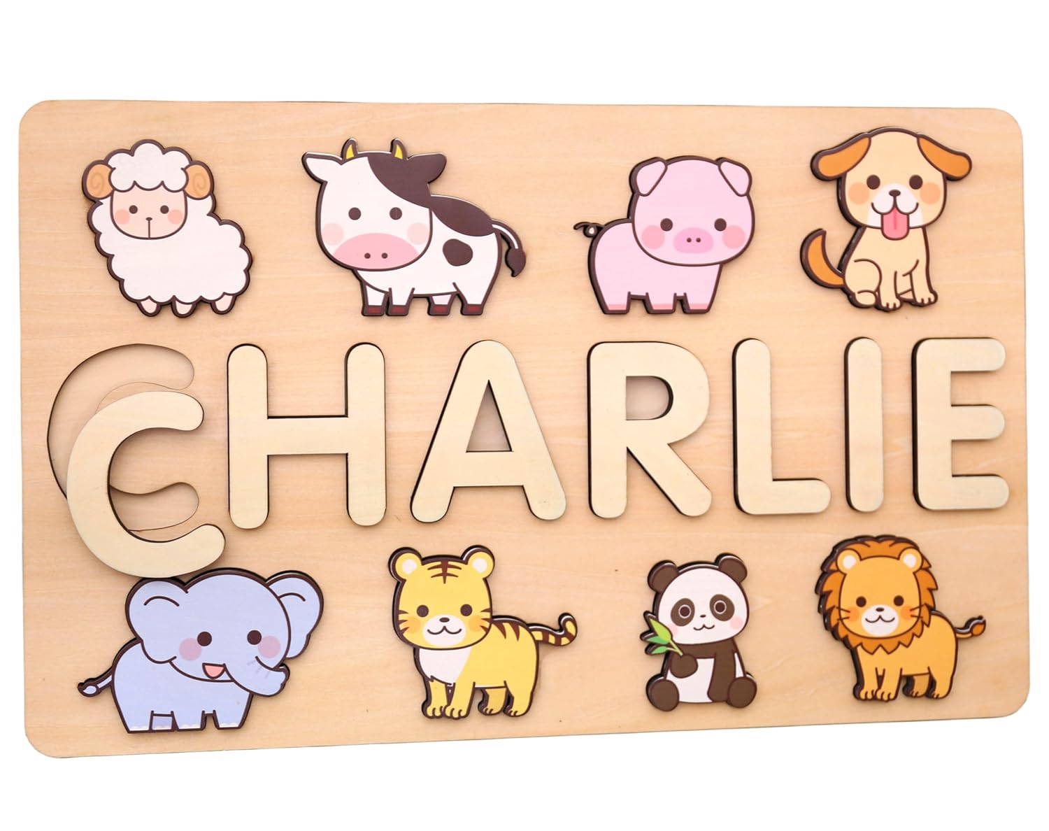 Vnque Personalized Wooden Name Puzzles for Kids