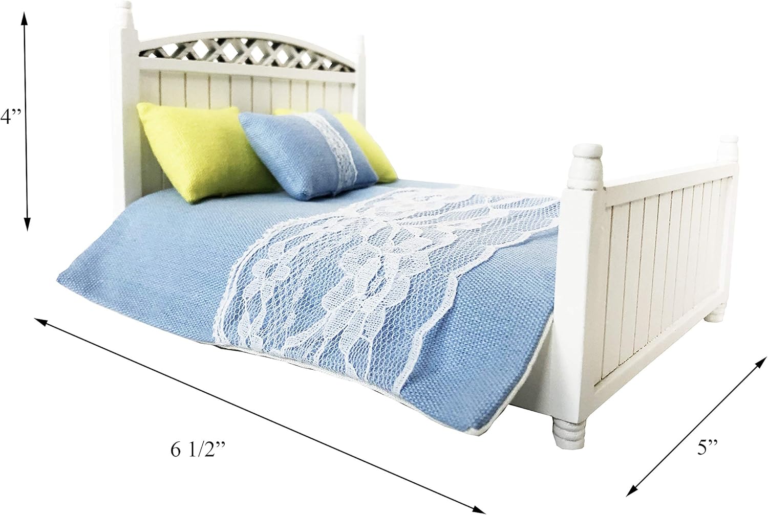 Inusitus Dollhouse Queen Bed Set for 6 Inch Dolls
