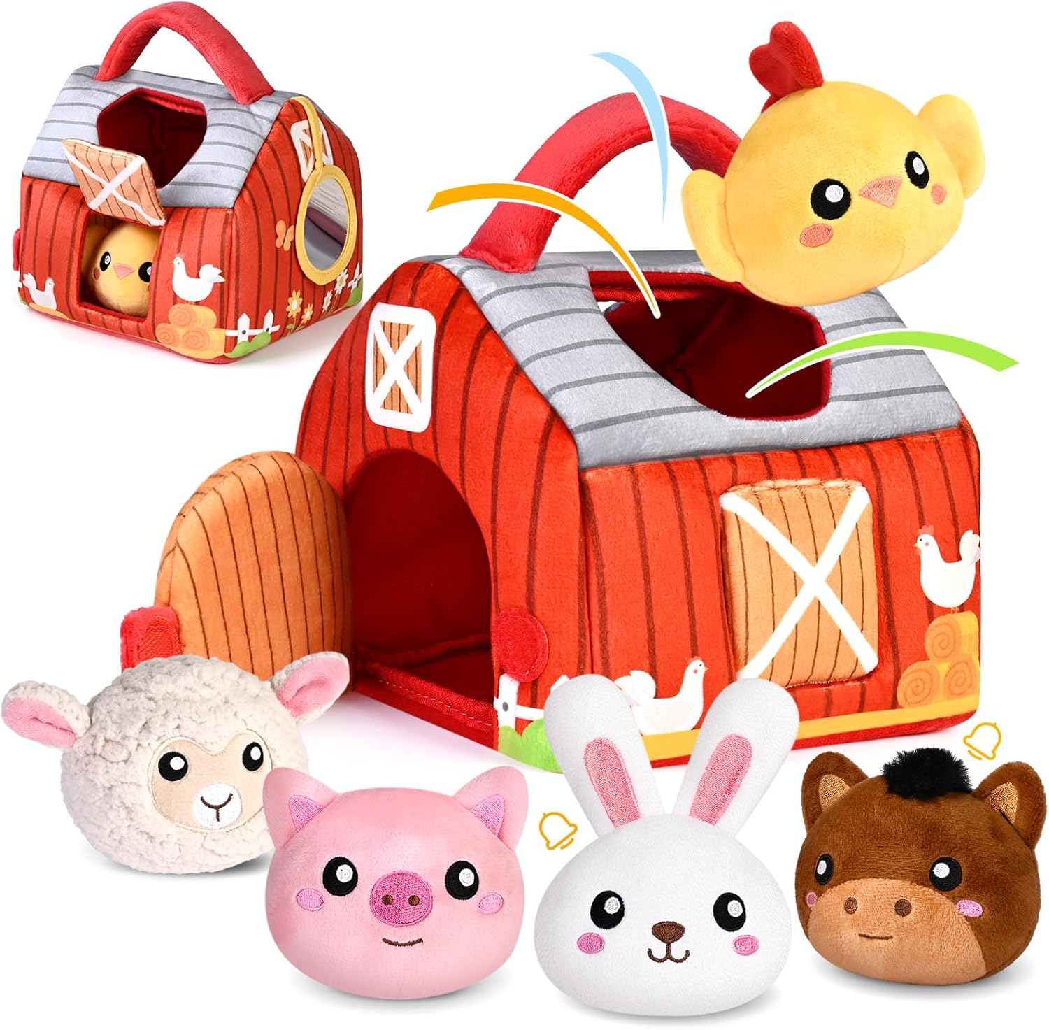 KMUYSL Plush Farm Animals Playset for Babies 0-3 Years
