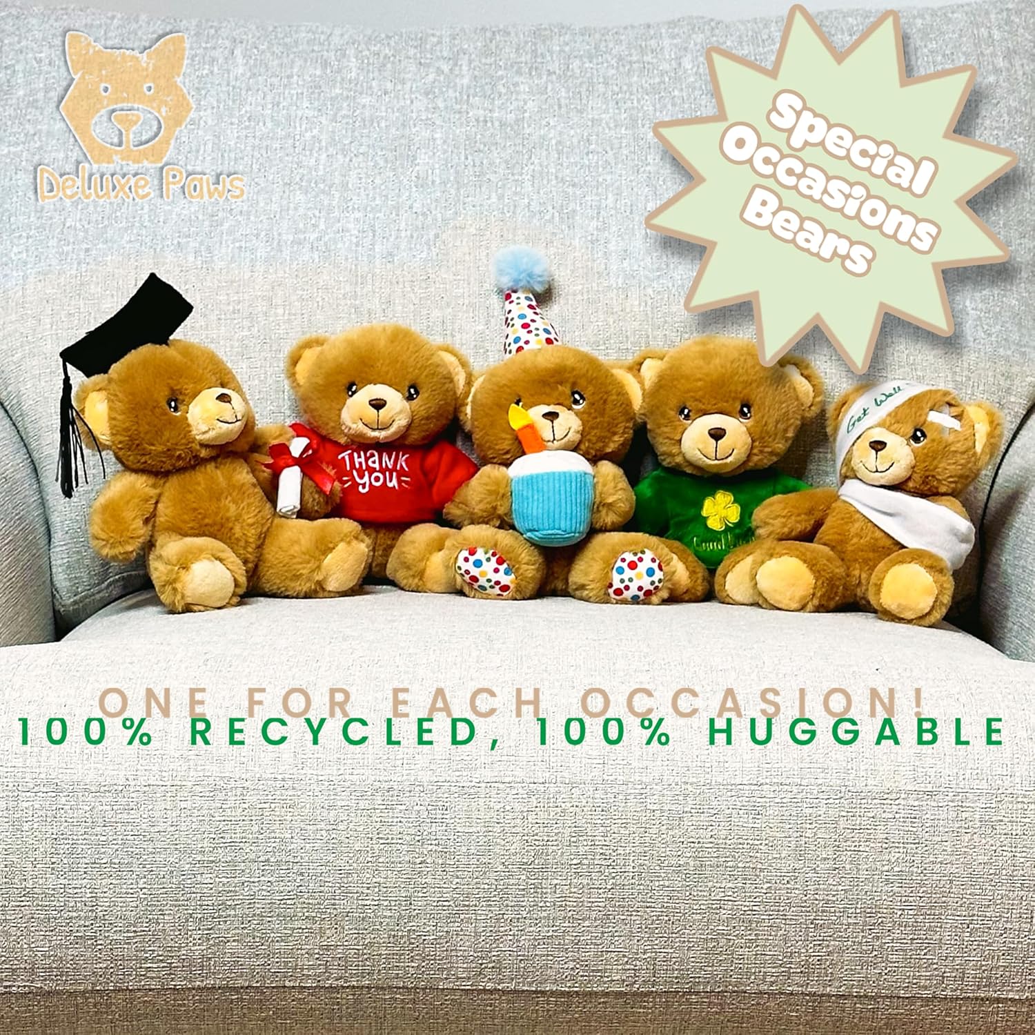 Deluxe Paws Eco Plush Graduation Bear 100 Recycled