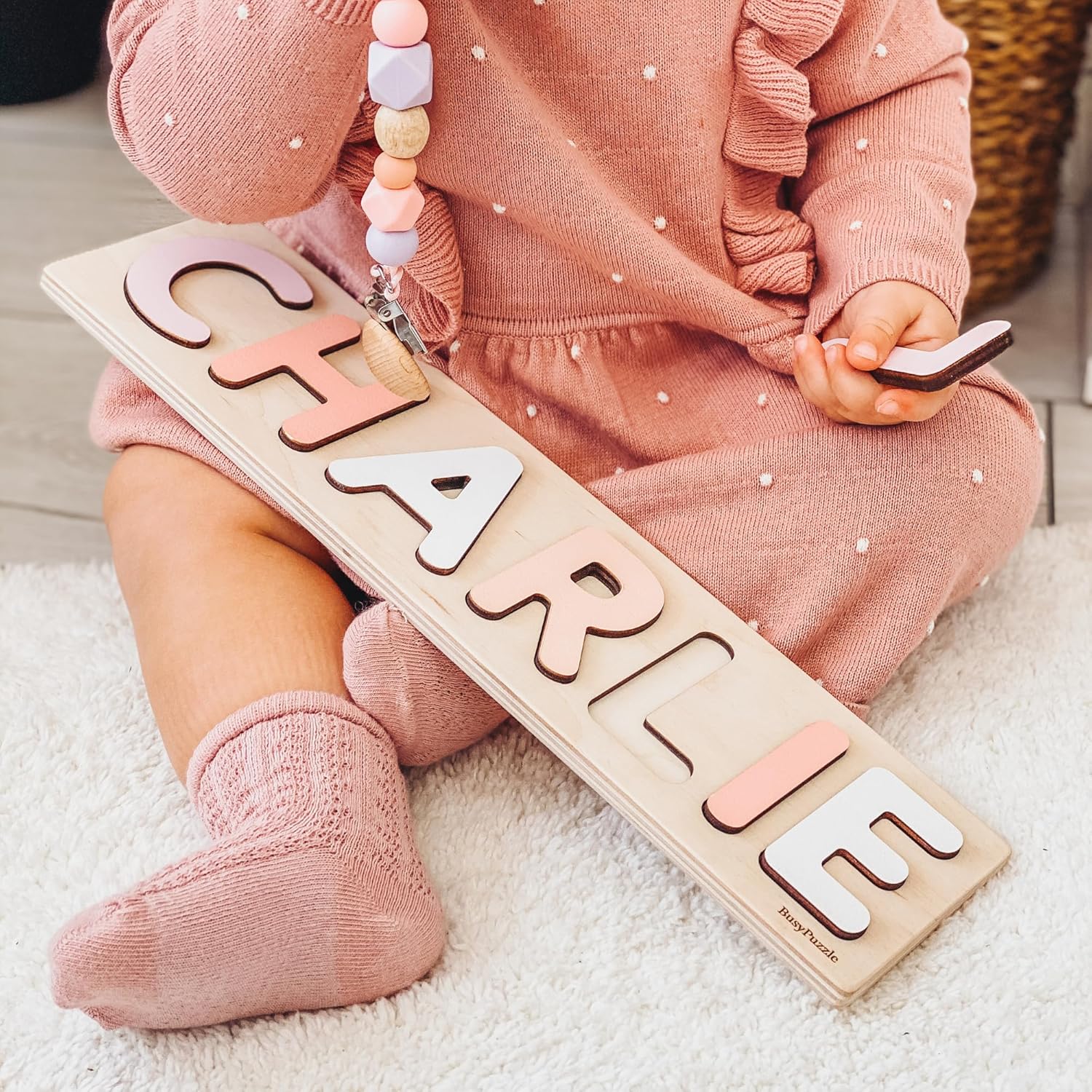 Personalized Wooden Name Puzzle for Baby Girl