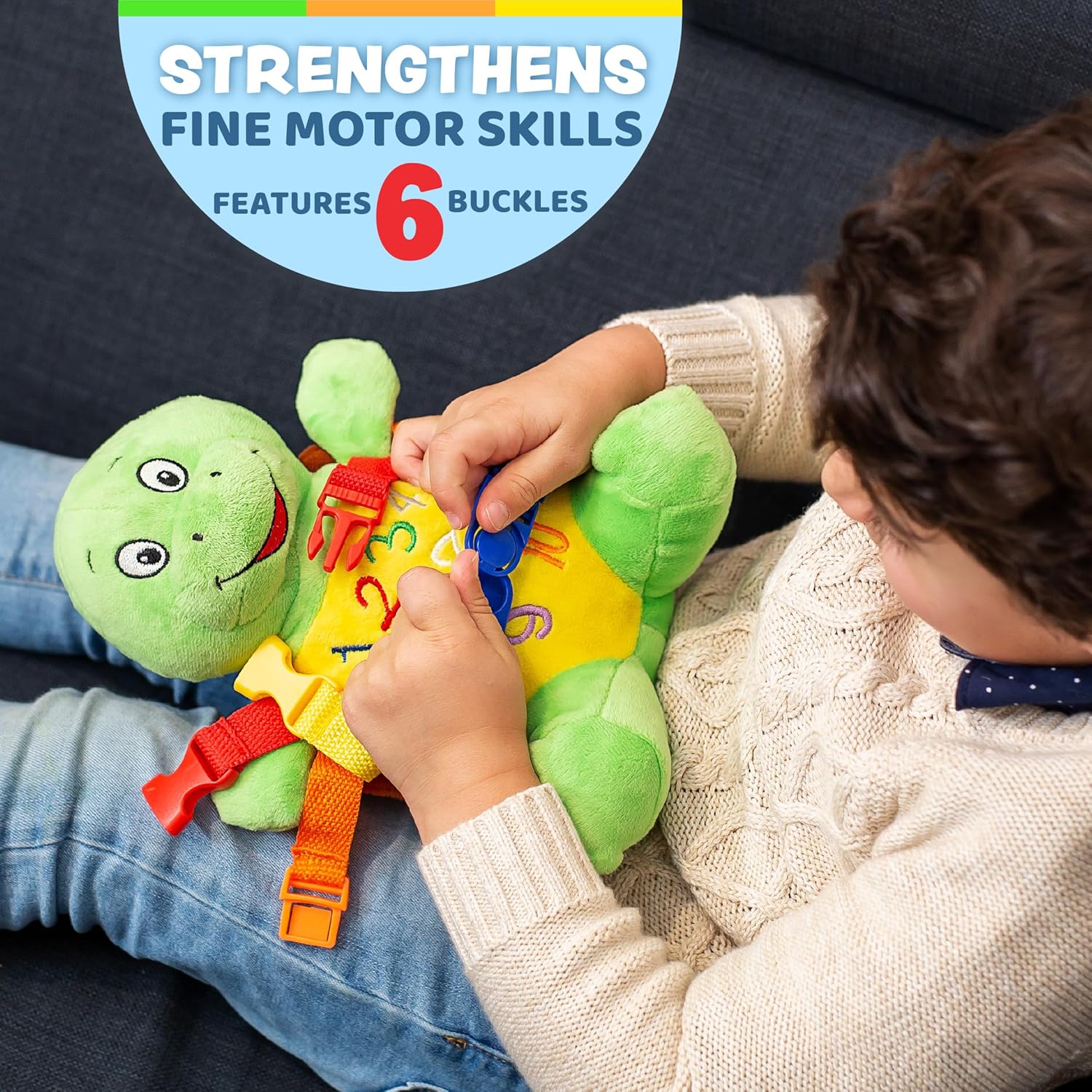 Bucky Turtle Stuffed Animal Montessori Toy for Toddlers 1