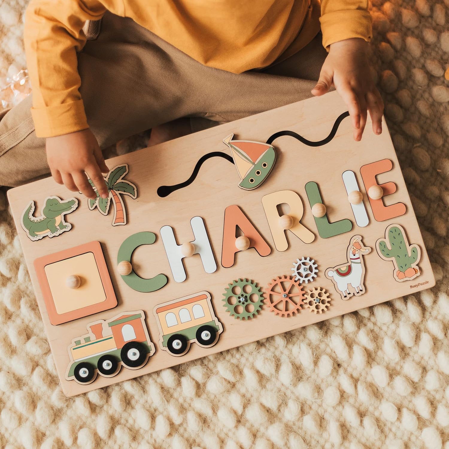 Personalized Name Puzzle Busy Board for Baby