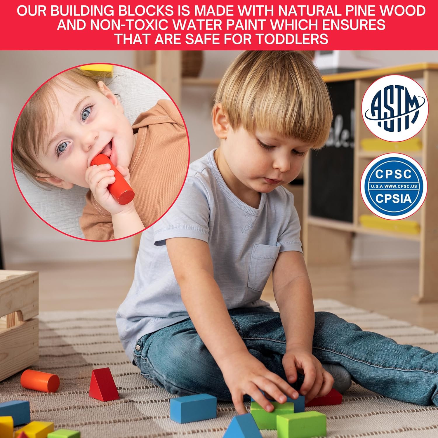 Alphabet Number Wooden Stacking Blocks Set for Toddlers