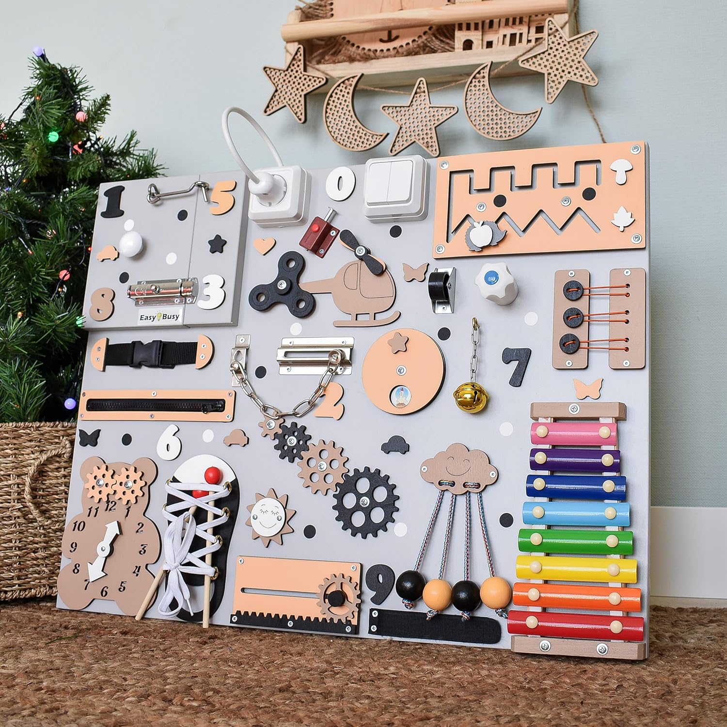 Montessori Busy Board Toy for 1 2 Year Old Toddler