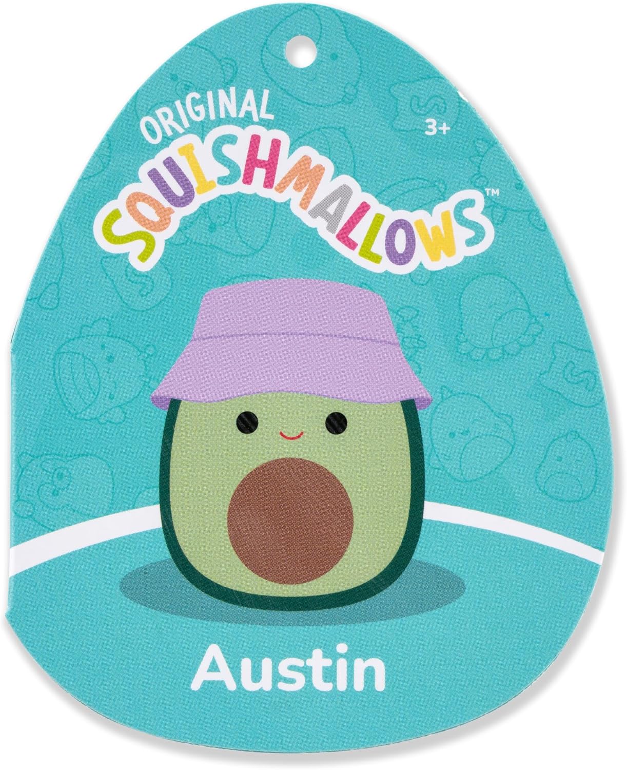 Squishmallows Original 20in Austin Green Avocado with Bucket Hat