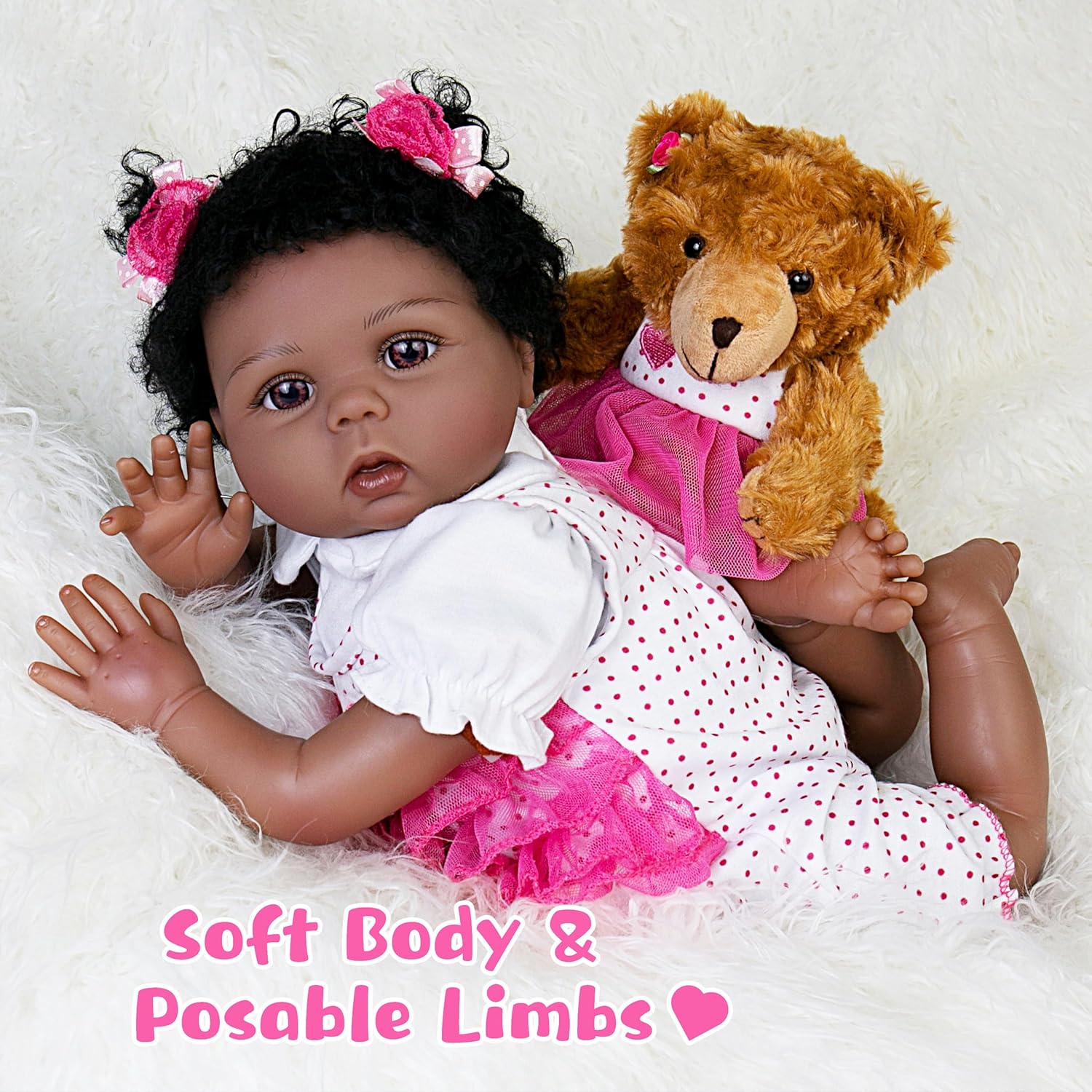 EKOKIZ Reborn Baby Doll 22-Inch Lifelike Soft Cloth Body Doll