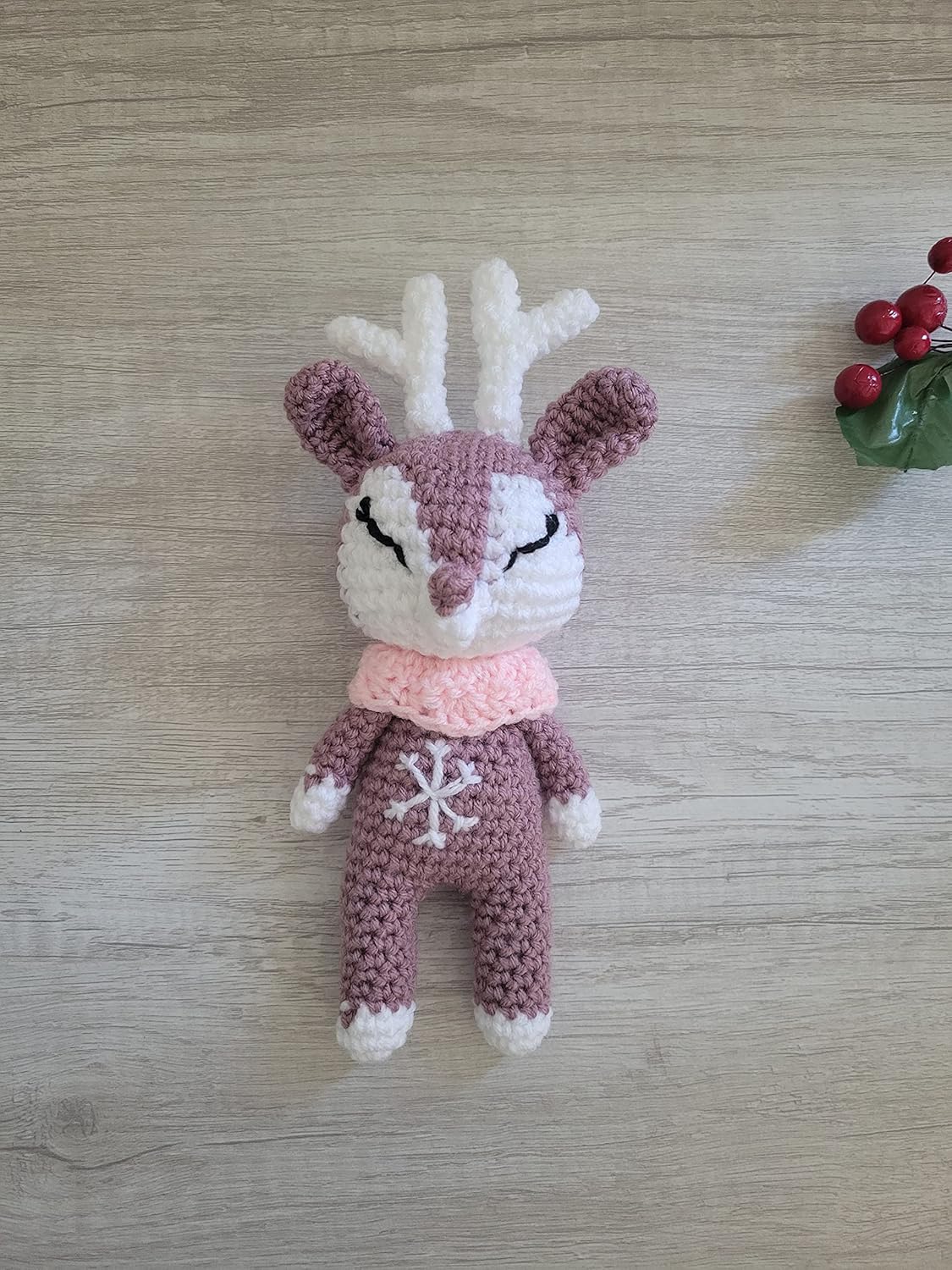 Handmade Crochet Reindeer Christmas Decor Baby Toy