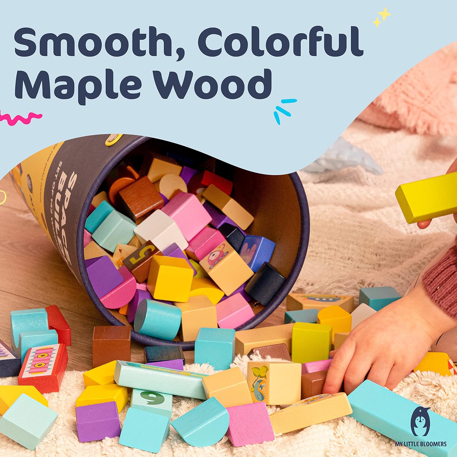 106 Piece Wooden Blocks Set for Kids