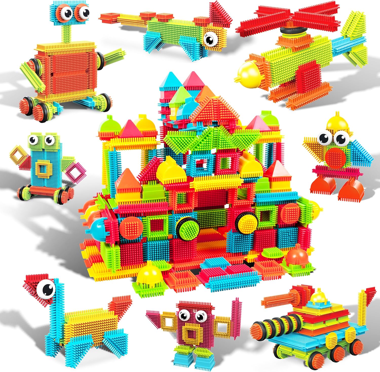 PicassoTiles 240pcs Hedgehog Building Blocks 3D Interlocking Set